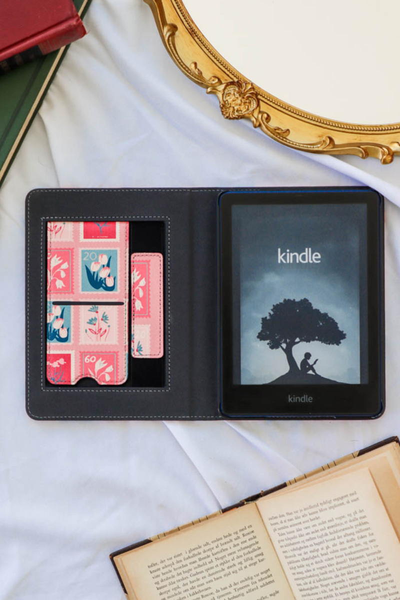 pink postage stamp kindle case