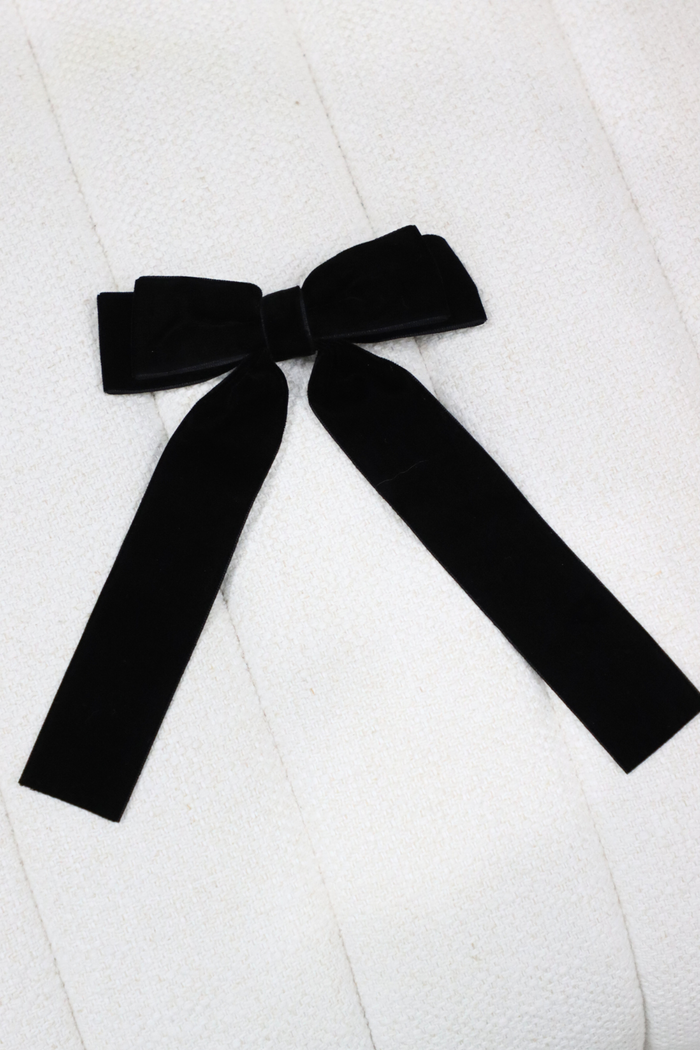 black velvet hair bow clip