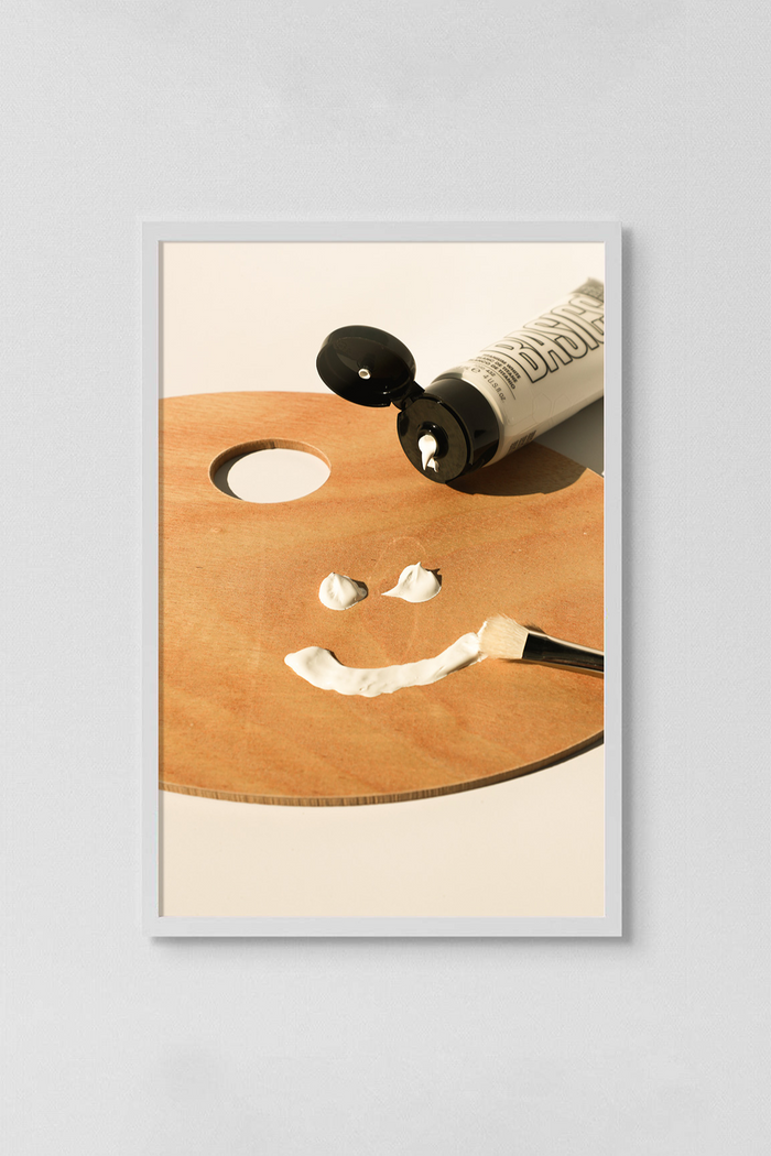 white paint smiley face print