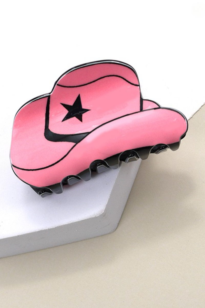 pink cowboy hat hair clip