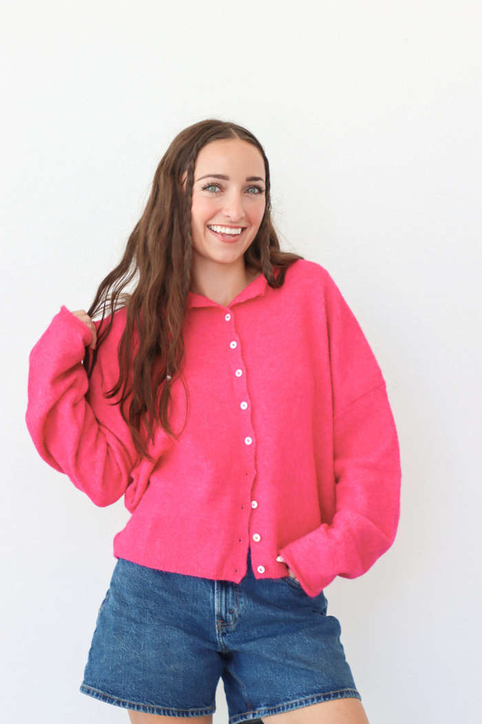 pink novel threads cardigan