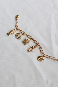 gold charm seashell bracelet