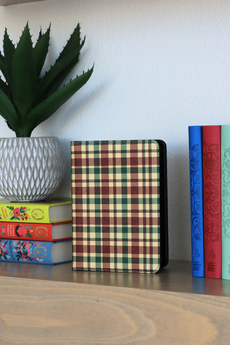 plaid tidings kindle case