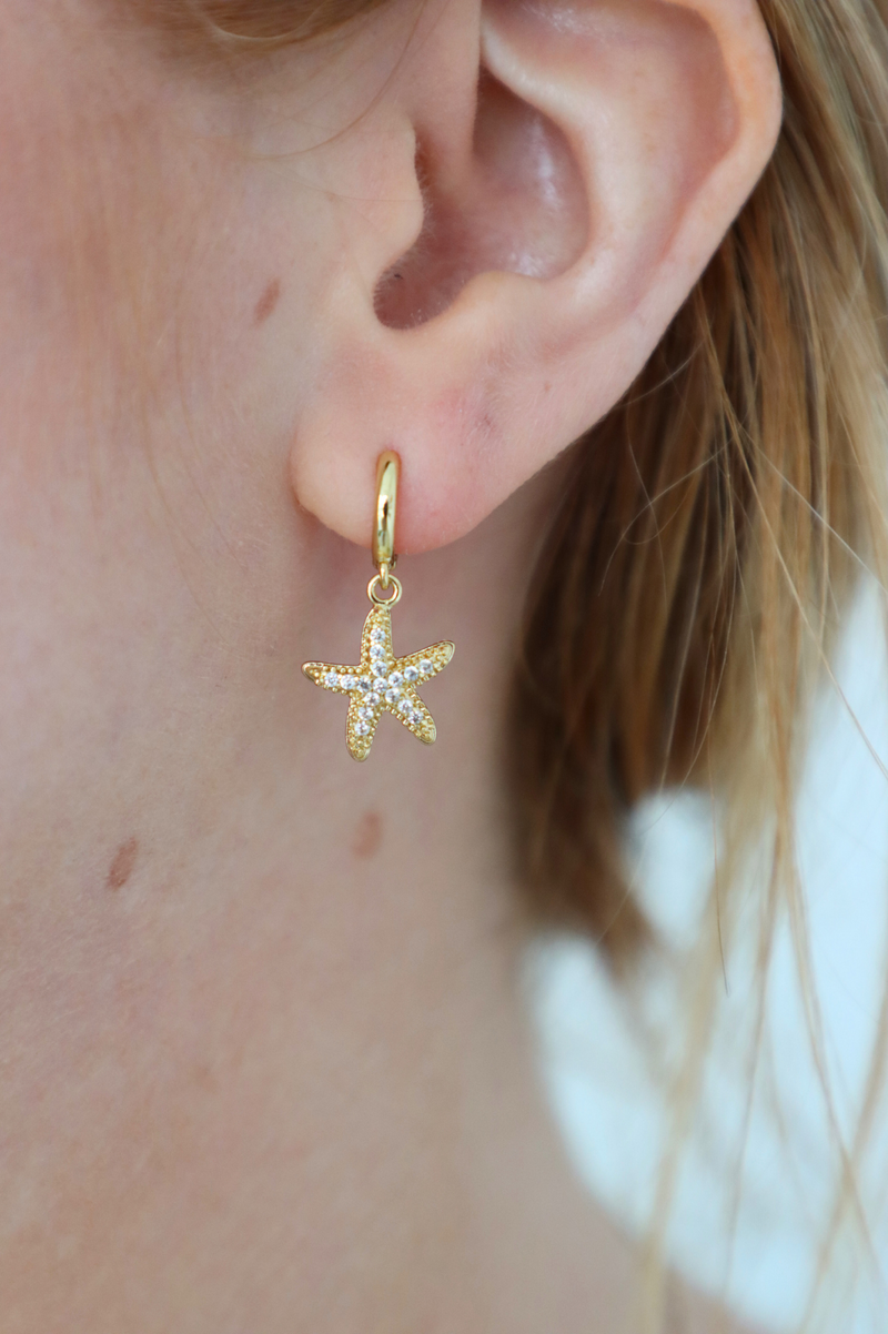 sea star gold huggie earring