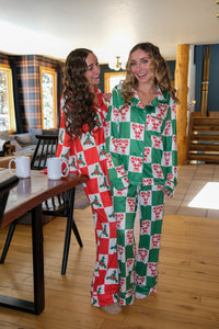 girls wearing holiday pajamas 