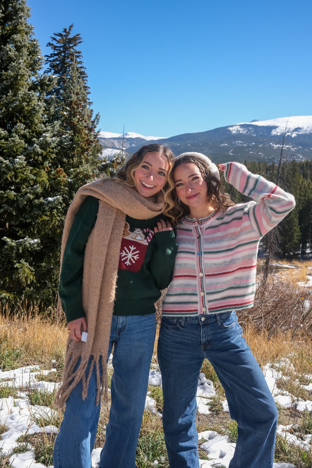 girls wearing holiday sweater