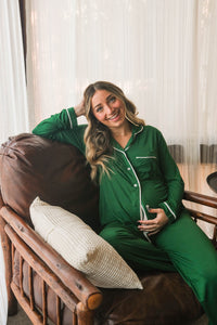 girl wearing green soft pajamas