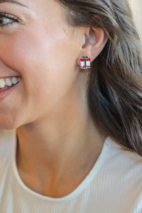 christmas present stud earrings