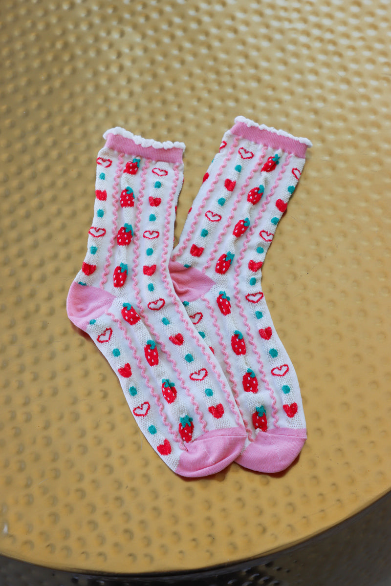 pink strawberry socks