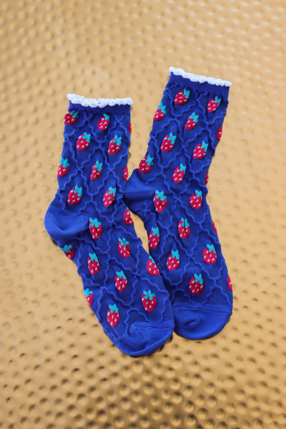 blue strawberry socks