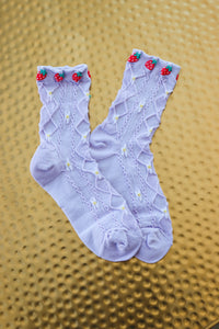 purple strawberry socks