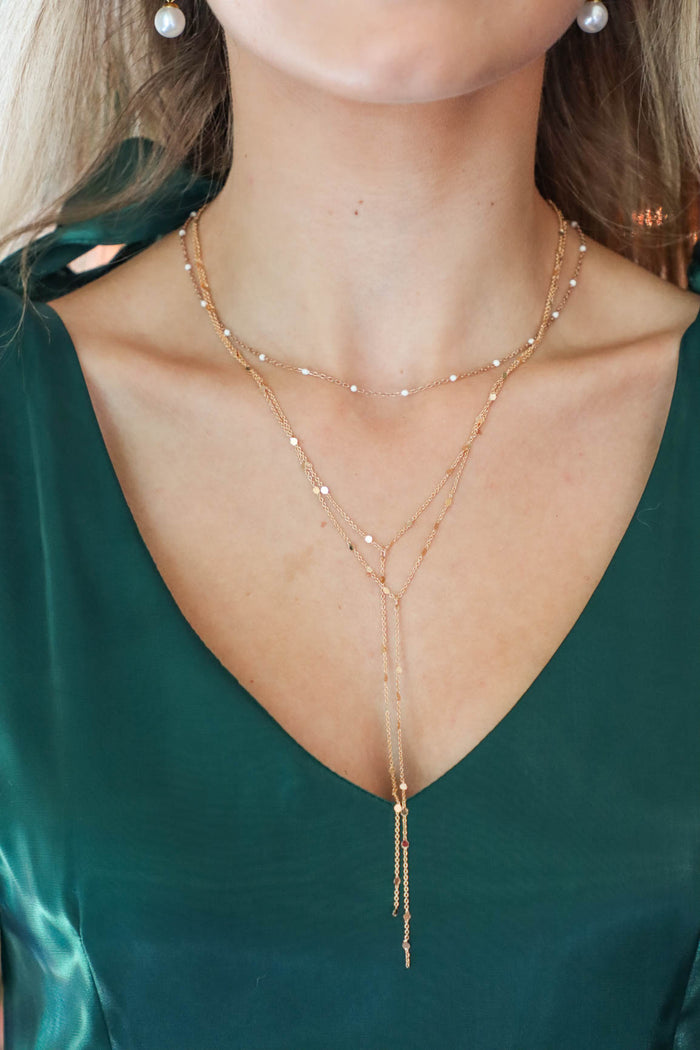 gold dainty layered necklace