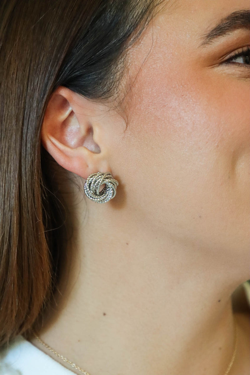 silver chain wreath earrings