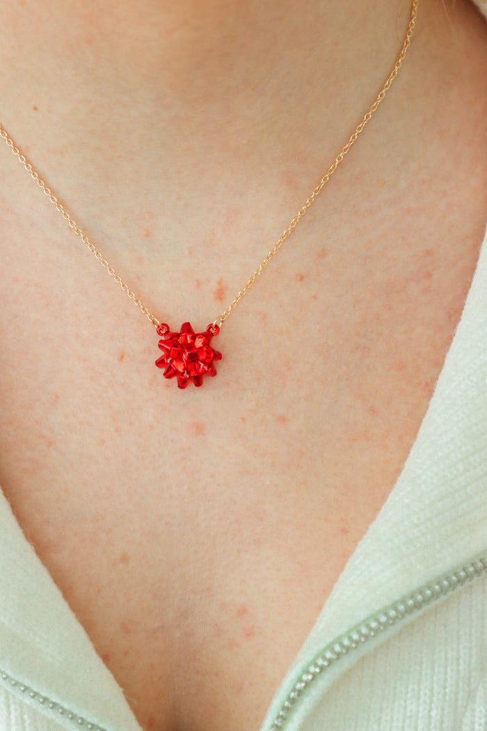 red bow necklace