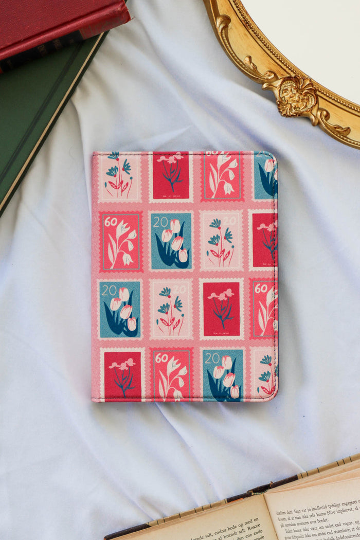 pink postage stamp kindle case