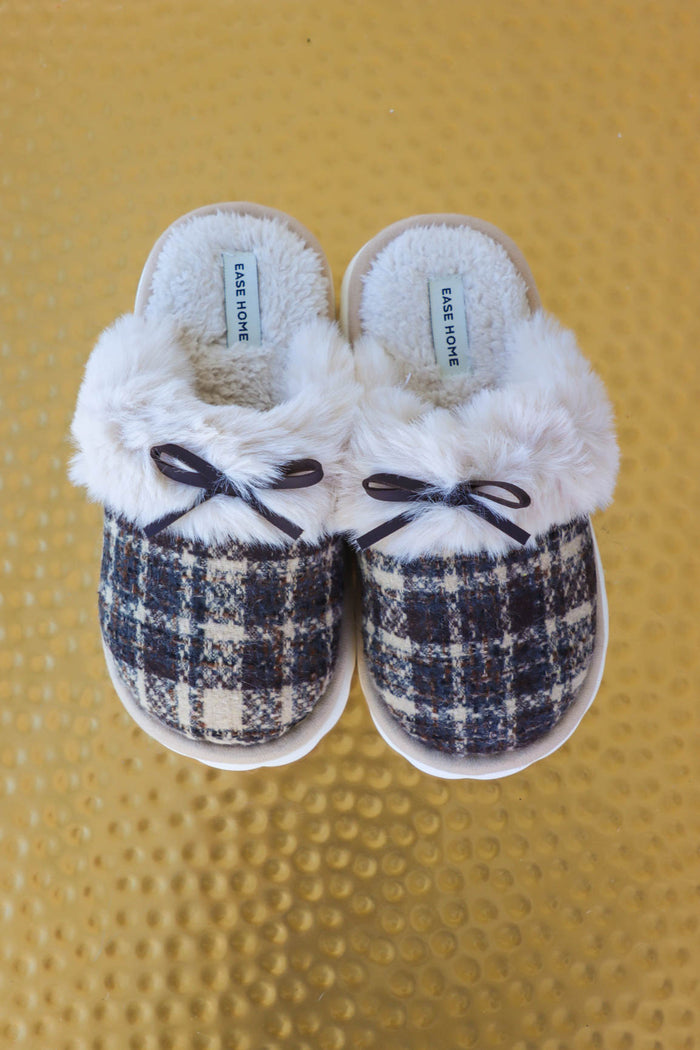 black plaid slippers