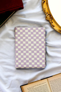 purple checker print kindle case