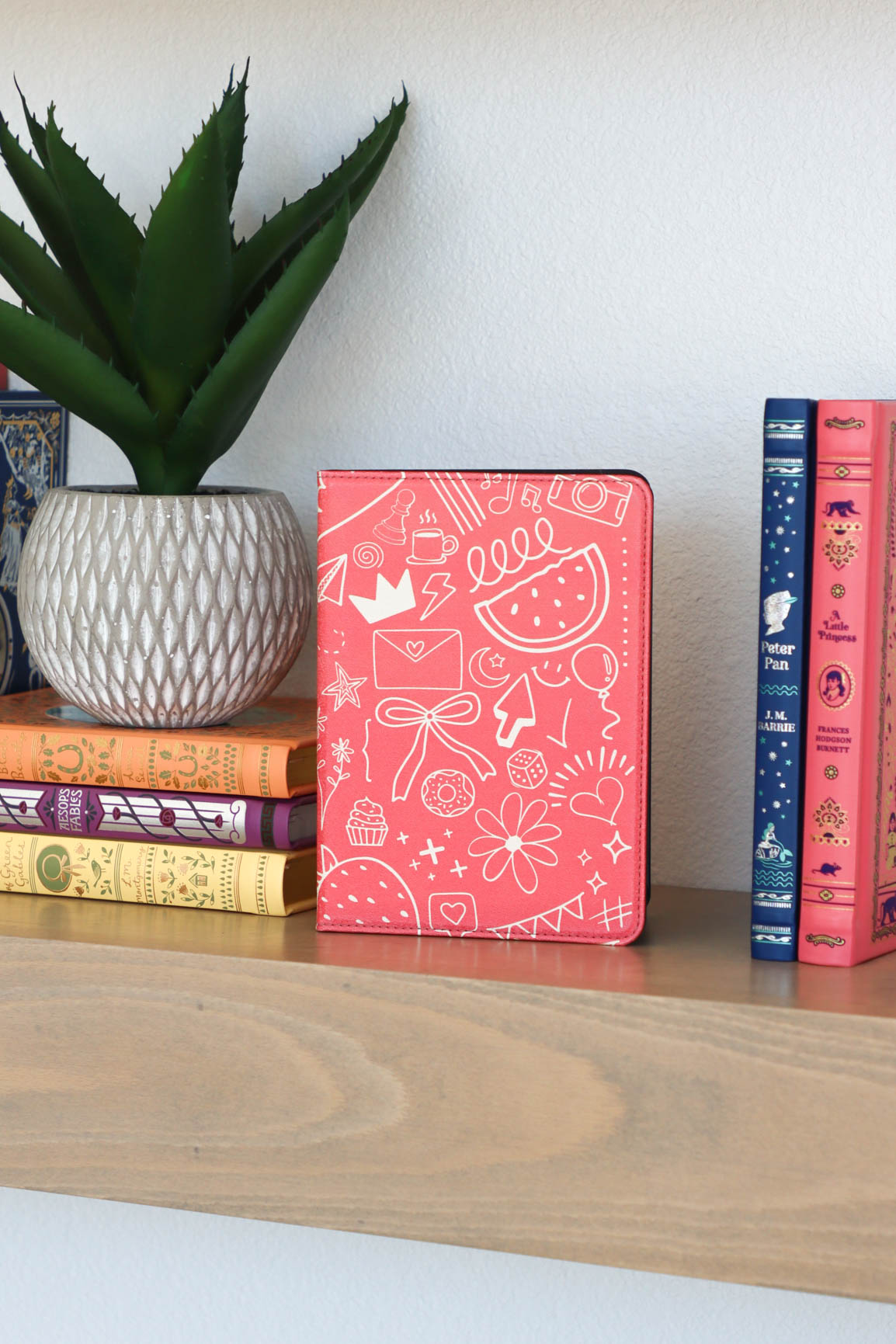 coral doodle kindle case