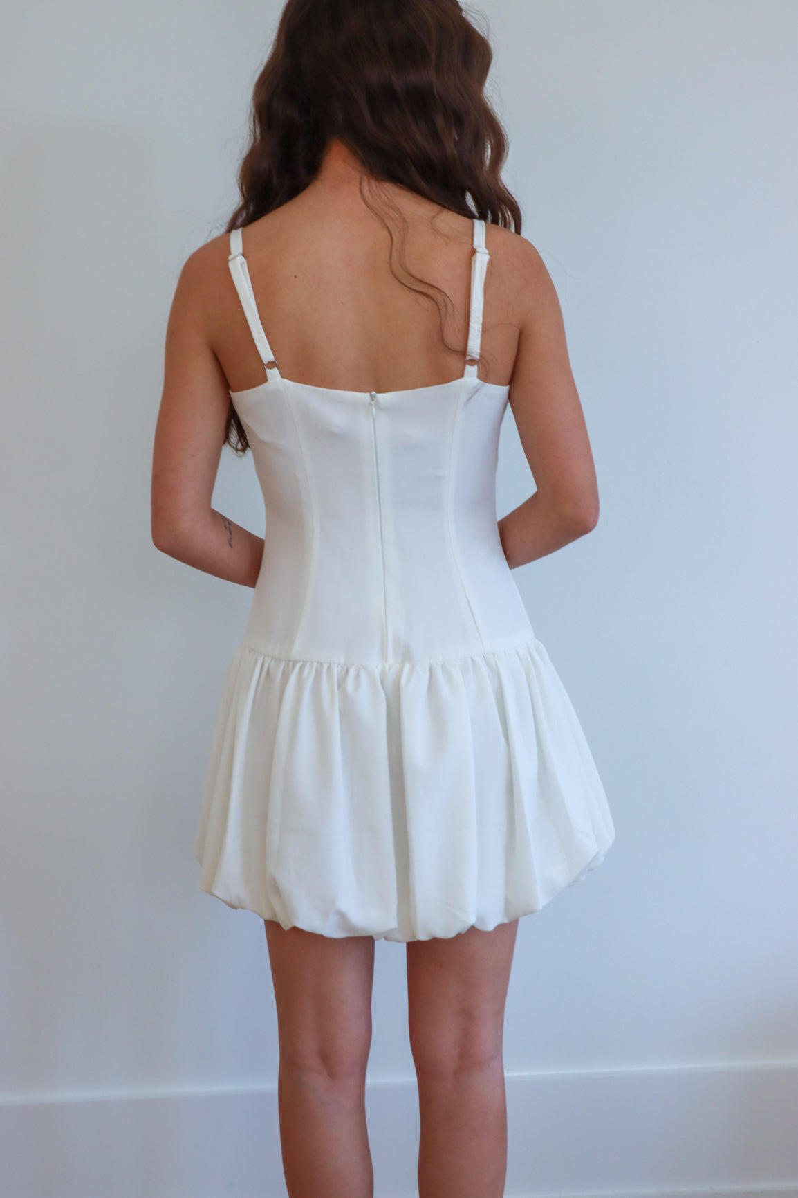 white drop waist bubble dress Bubble Hem Drop Waist Dress White M