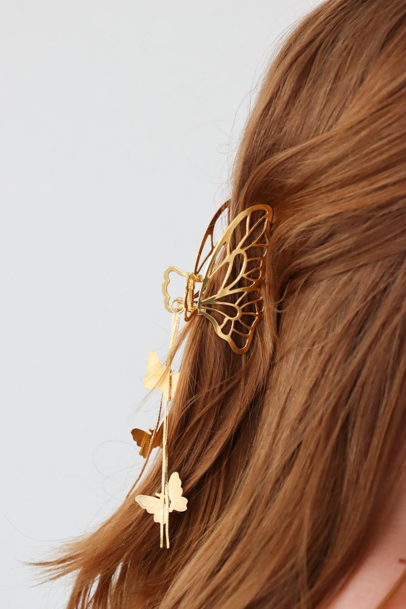 gold butterfly claw clip
