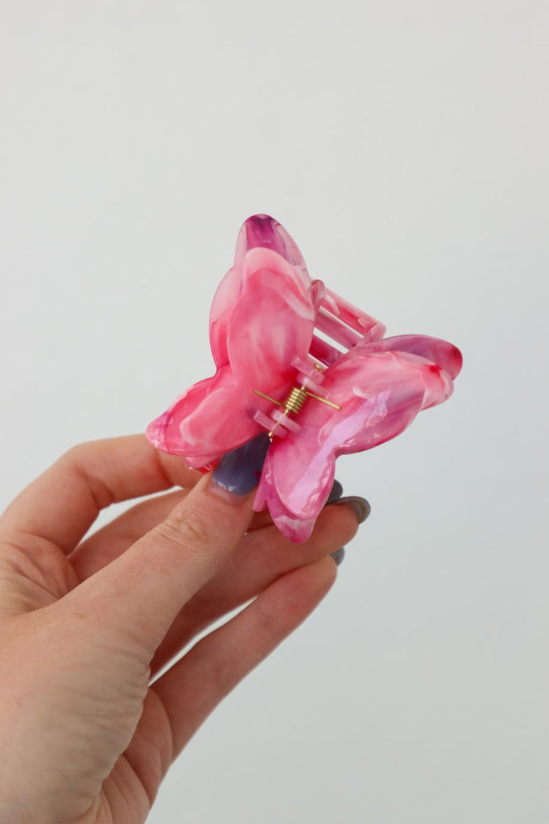 pink butterfly hair clip
