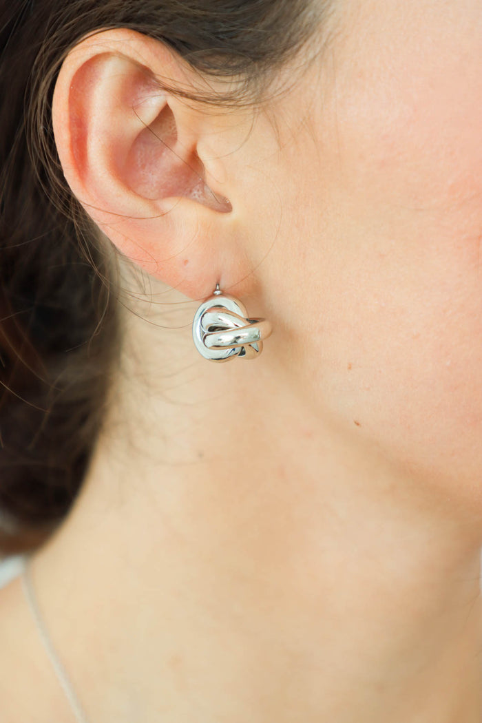 silver knot stud earrings