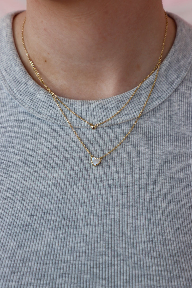 gold and white heart necklace