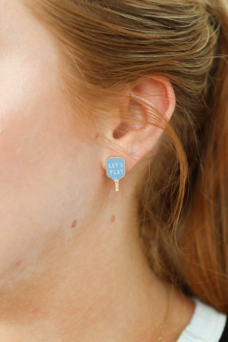 blue pickleball earrings