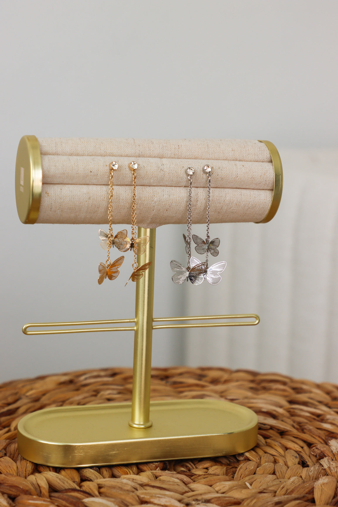 silver and gold butterfly earrings