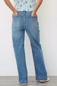 girl wearing blue denim jeans