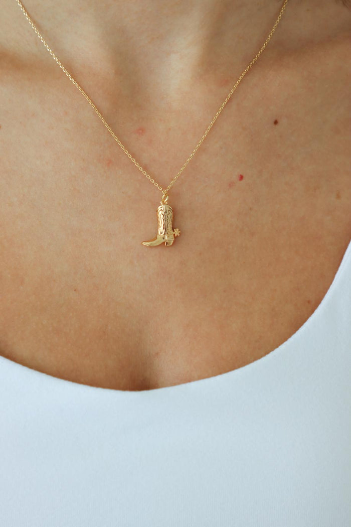 gold cowboy boot necklace