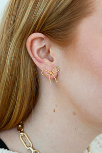 gold bow earrings