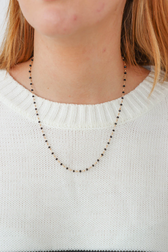 black bead dainty necklace