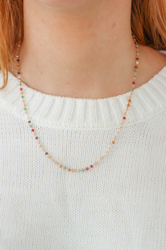 multicolored bead dainty necklace