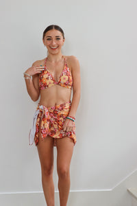 girl wearing floral bikini - sold with wrap skirt