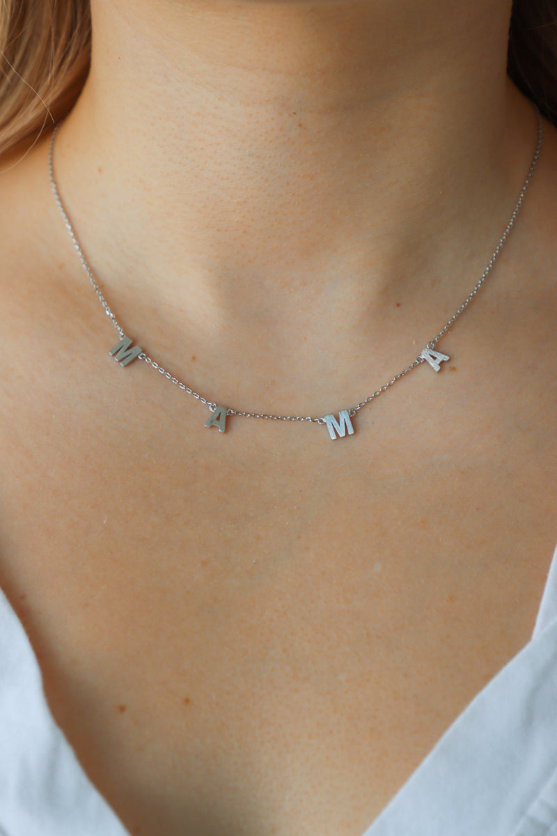 silver "mama" necklace