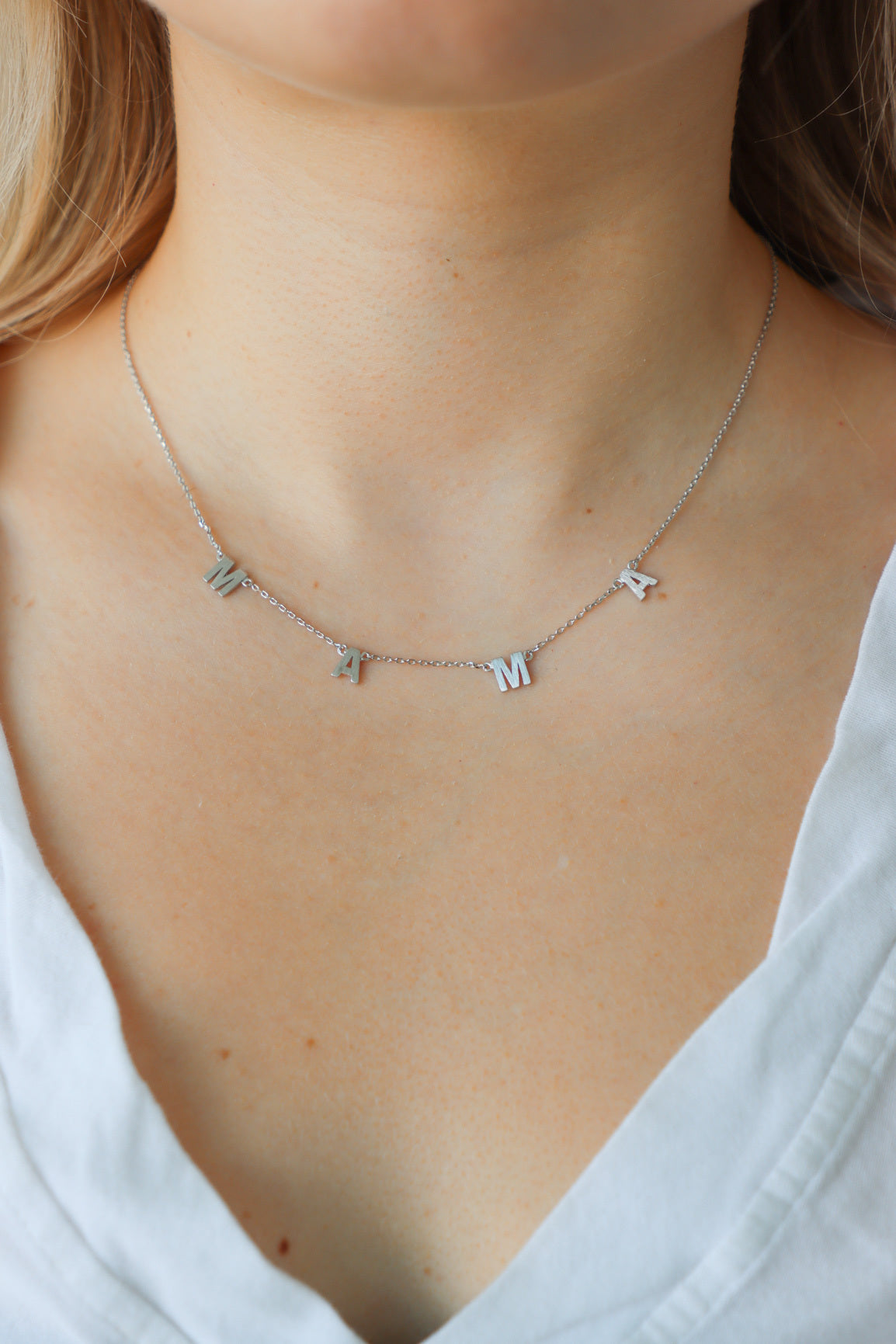 silver "mama" necklace