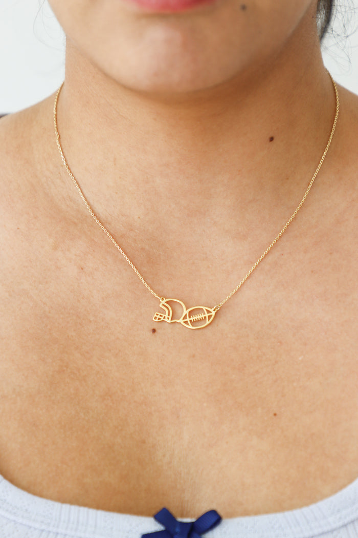 gold football + football helmet necklace