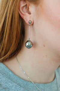 silver disco ball earrings