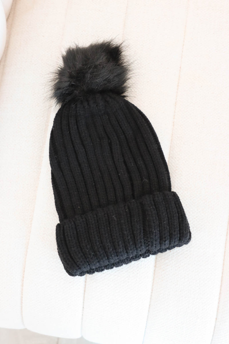 black knit beanie