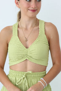 girl wearing green matching set