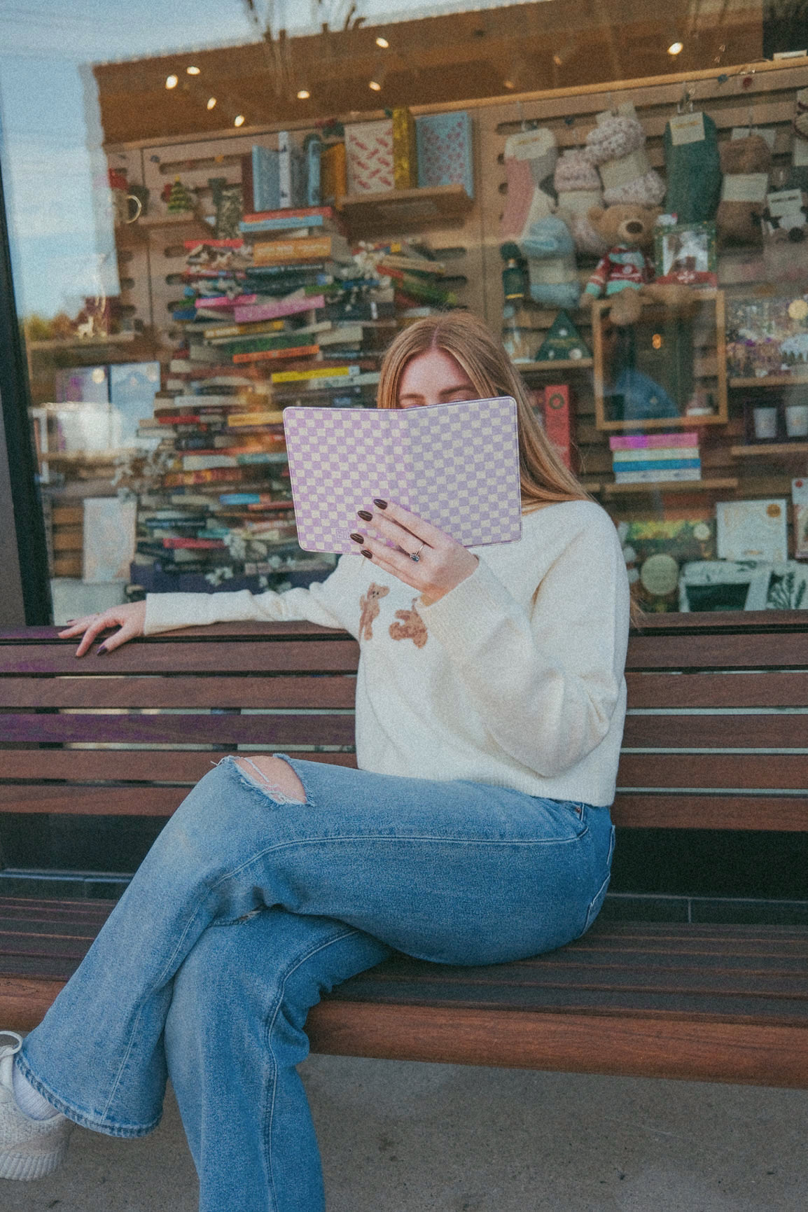 purple checker print kindle case