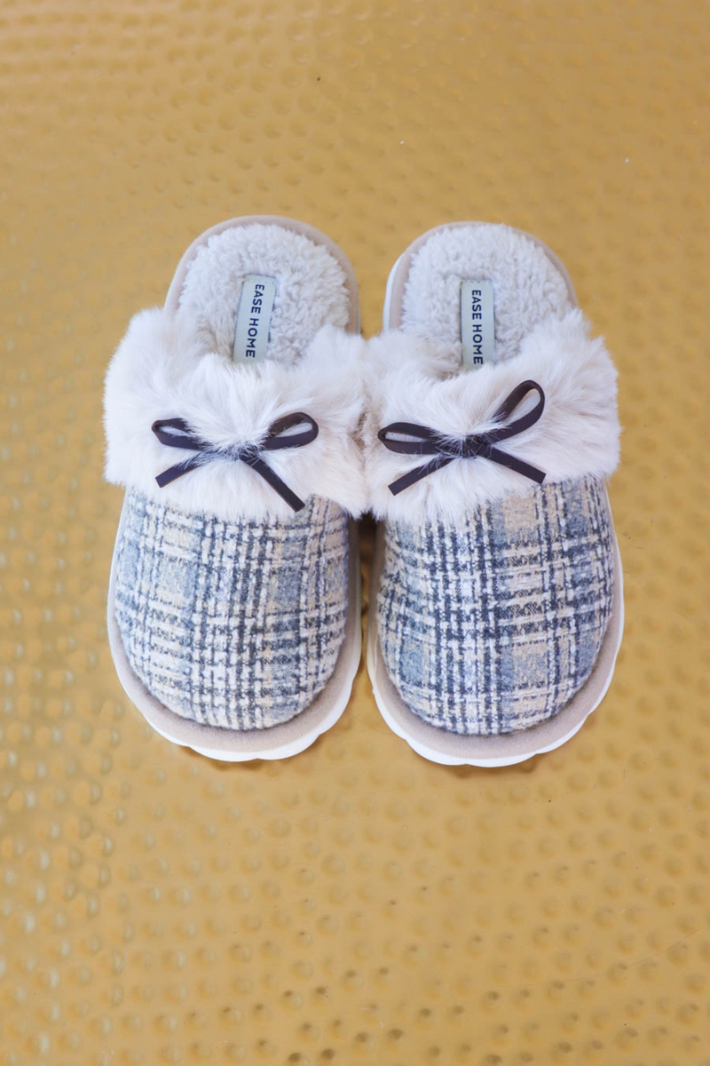 gray plaid slippers