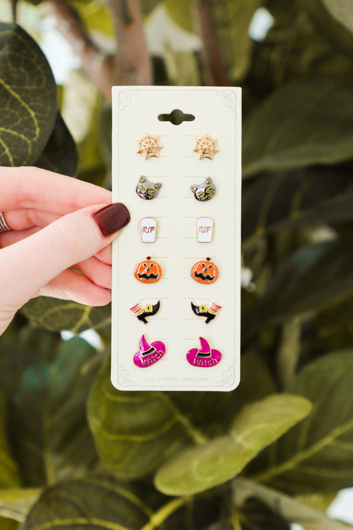 halloween stud earring set; sold as a set of 6 earrings