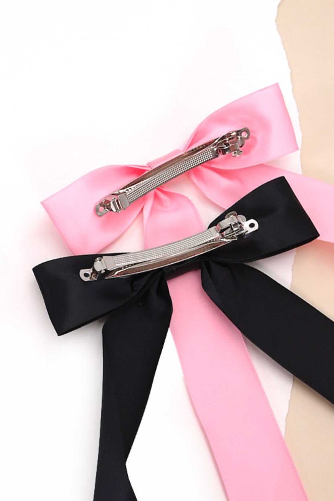 hair clip on pink and black silk hair bow