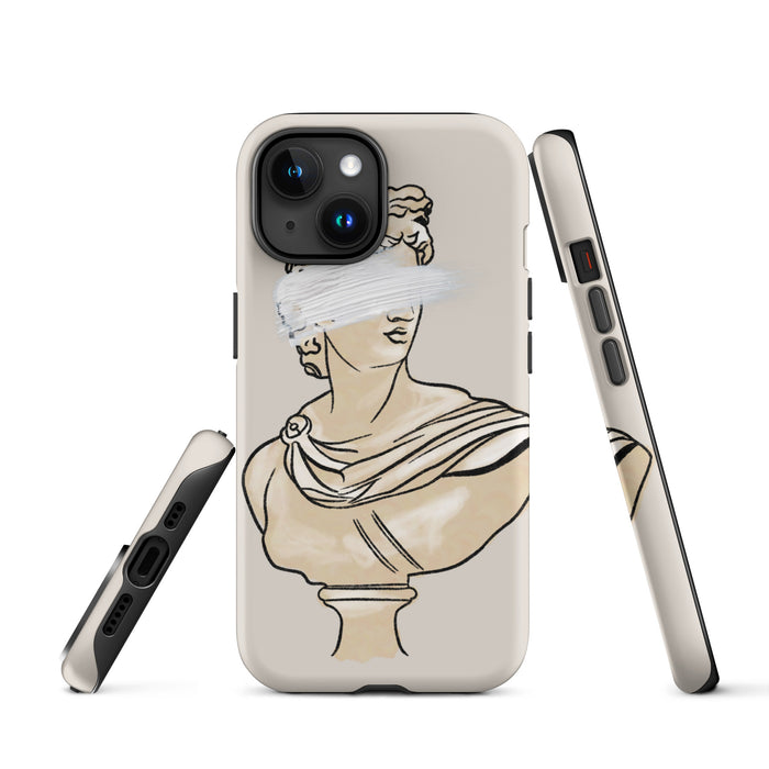 Phone case with classical bust design on a white background