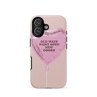 Phone case with motivational quote on a pink background