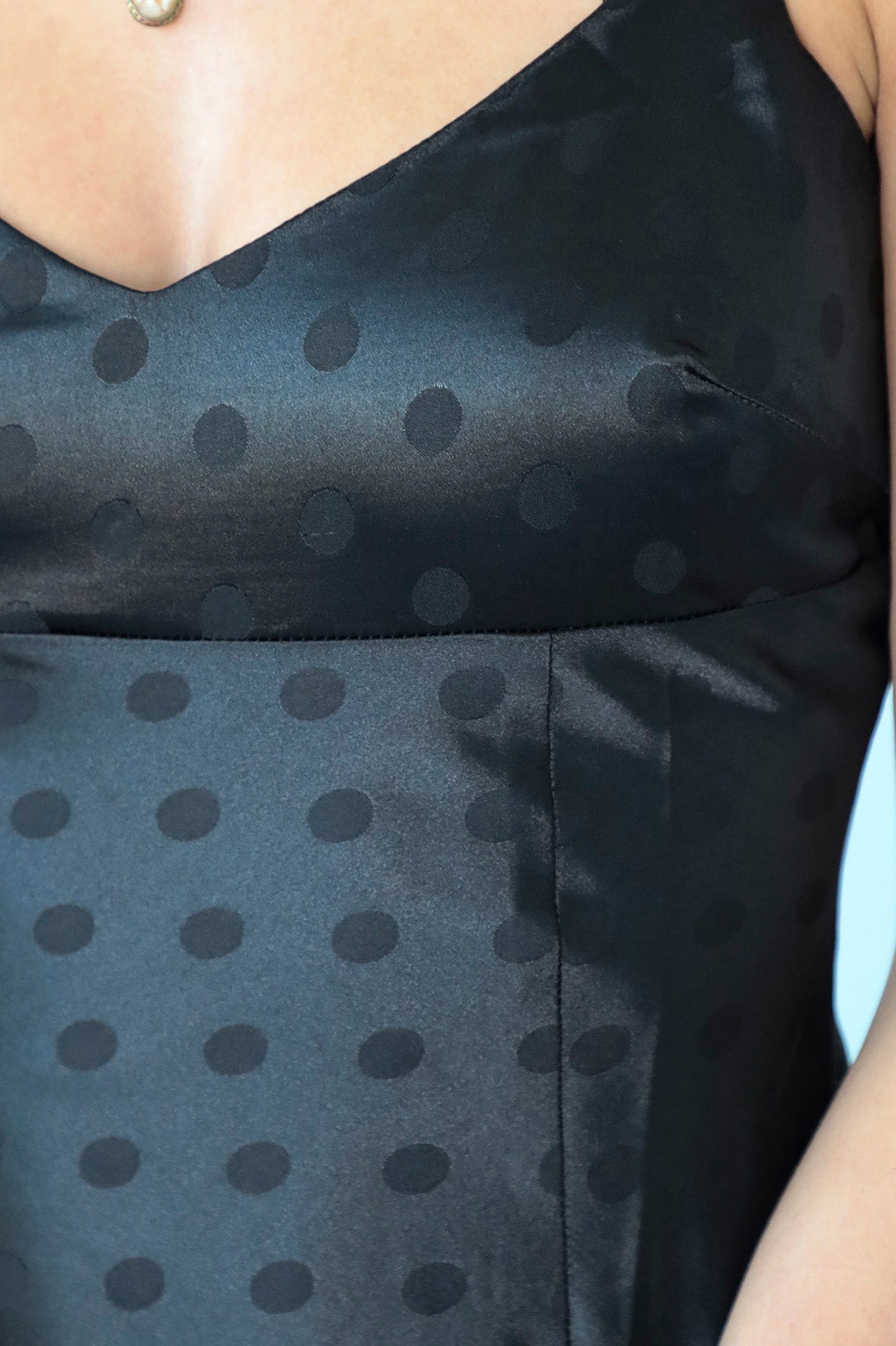 close up of polka dot fabric detail