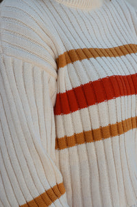 close up of orange and brown stripe detail