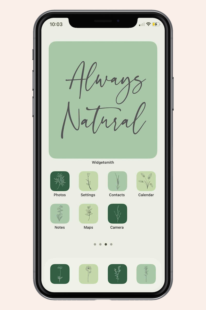 neutral and multiple shades of green with plants and leaves as an ios phone background